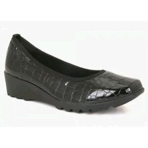 Josef Seibel 42 Womens 10.5 Wide H Black Patent Crocodile Comfort Airped Plus